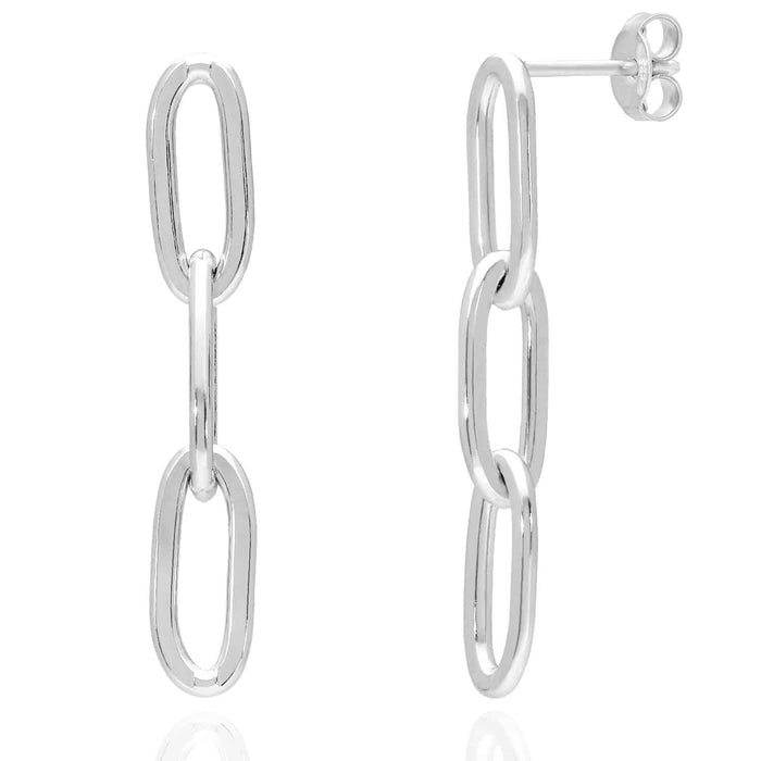 Yellow White Gold Tone 925 Silver Paperclip Earrings 35mm