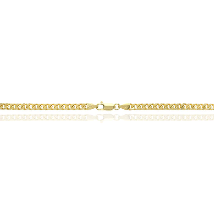 14K Yellow Gold Over Sterling Silver 4.5mm Square Miami Cuban Chain (Solid Links) 16"-24"