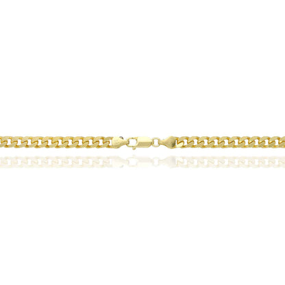 Solid 14K Yellow Gold Over Silver 5.5mm Square Miami Chain Necklace 16"-24"