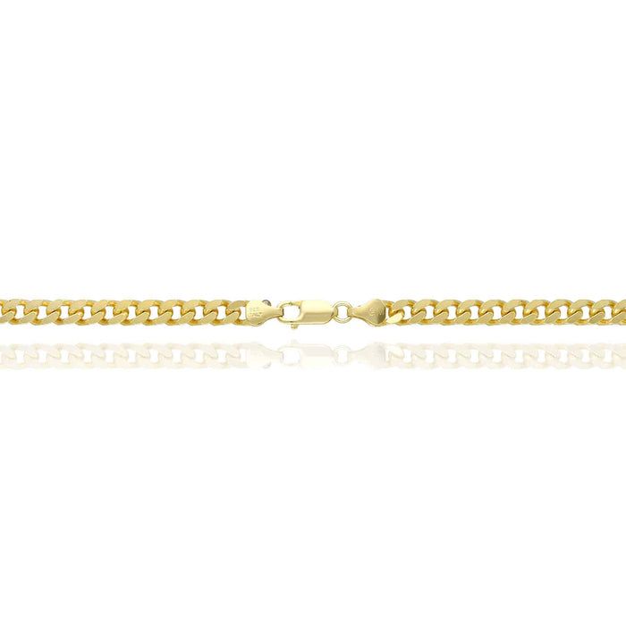 14K Yellow Gold Over Silver 5.5mm Square Miami Chain (Solid Links) 16"-24"