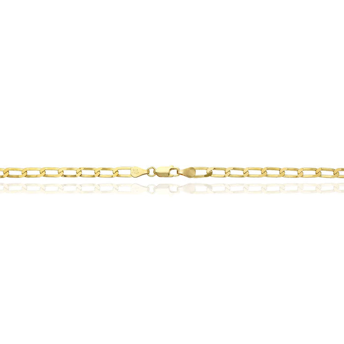 14K Yellow Gold Over Sterling Silver 4.5mm Flat Elongated Paperclip Chain (Solid Links)