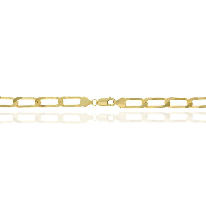14K Yellow Gold Over Sterling Silver 8mm Flat Elongated Paperclip Chain (Solid Links) 16"-24"