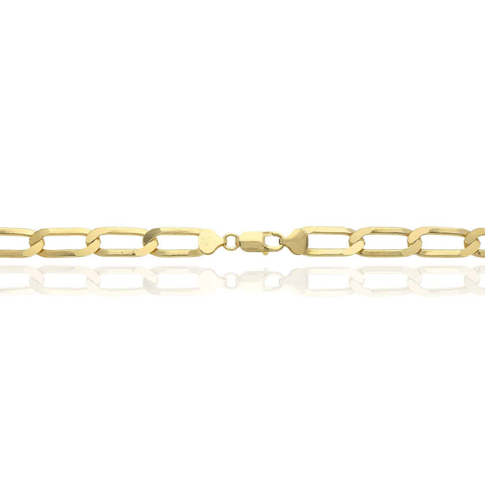 14K Yellow Gold Over Sterling Silver 10mm Flat Elongated Paperclip Chain (Solid Links) 16"-24"