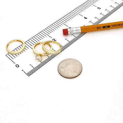 2CTW CZ 14K Gold Yellow Engagement 3mm Wedding Bands His Hers Set