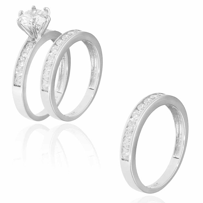 2CTW CZ 14K Gold White Engagement 2.5mm Wedding Bands His Her Set