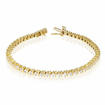 14K Gold Yellow 3.50 CT TW. CZ Tennis Bracelet 7.5"