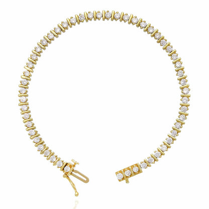 14K Gold Yellow 3.50 CT TW. CZ Tennis Bracelet 7.5"