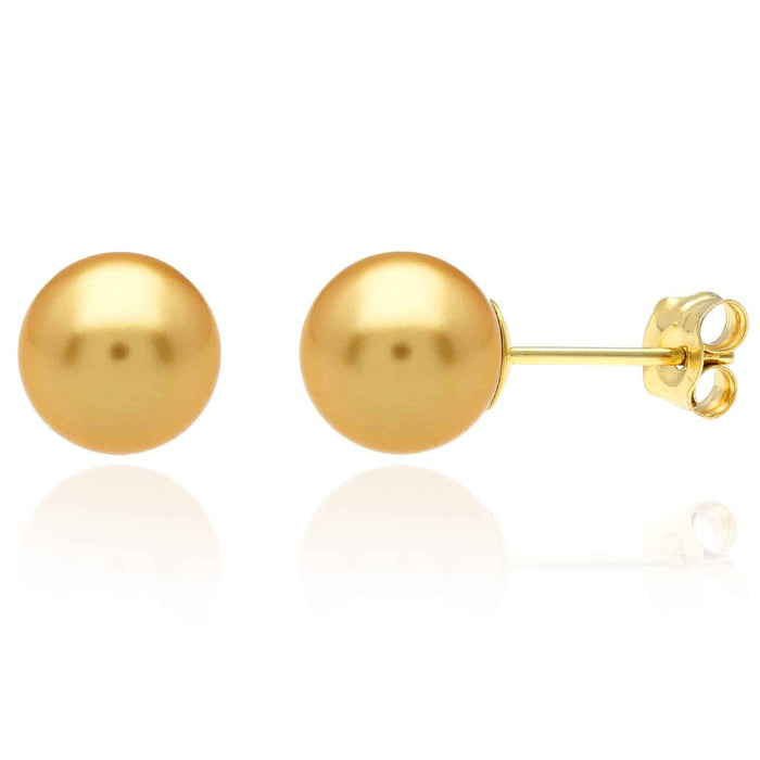 14K Yellow Gold Yellow Crystal Pearl Ball Stud Earrings 4mm-12mm