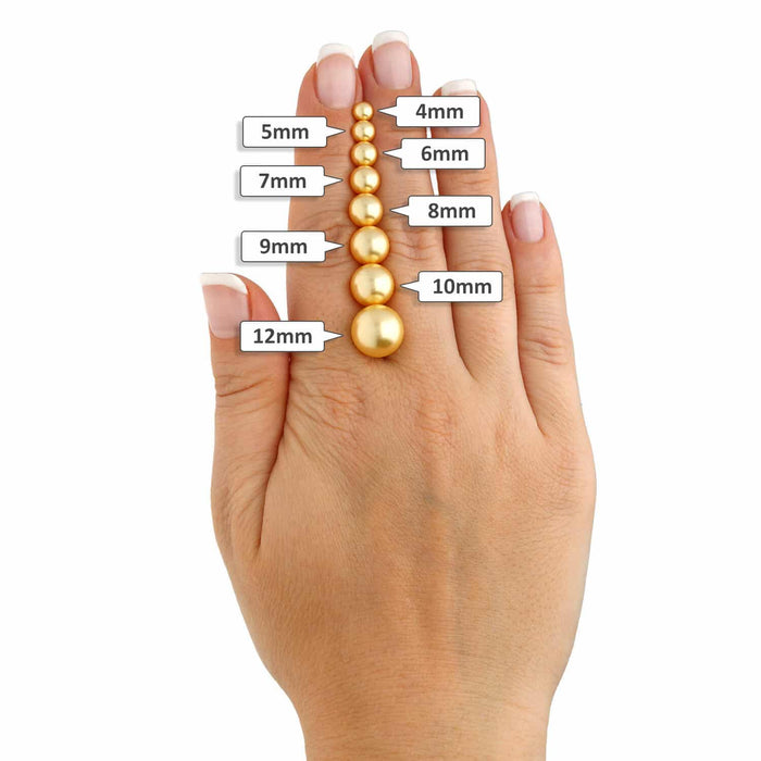 14K Yellow Gold Yellow Crystal Pearl Ball Stud Earrings 4mm-12mm