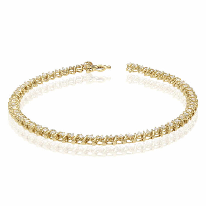 14K Yellow Gold 1.20CTW CZ 4mm Tennis Bracelet 7.5"