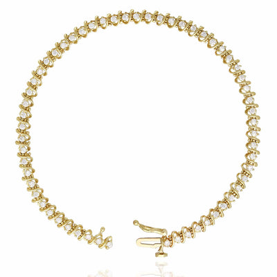 14K Yellow Gold 1.20CTW CZ 4mm Tennis Bracelet 7.5"