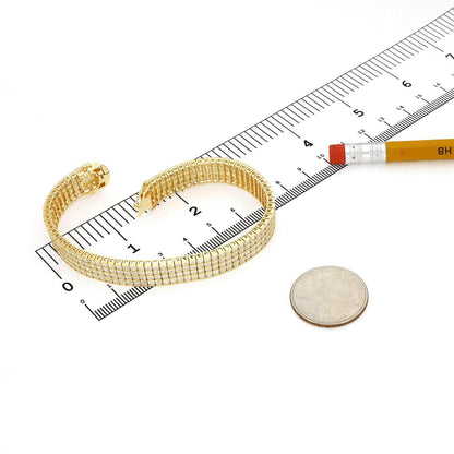 14K Yellow Gold Four Row Princes Cut CZ Tennis Bracelet 7"