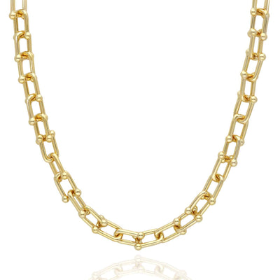 18K Yellow Gold Over Sterling Silver 6.5mm HardWear Chain (Solid Links) 16"-24"