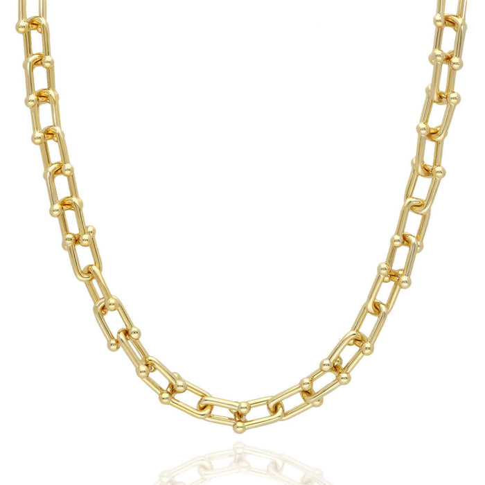 18K Yellow Gold Over Sterling Silver 6.5mm HardWear Chain (Solid Links) 16"-24"