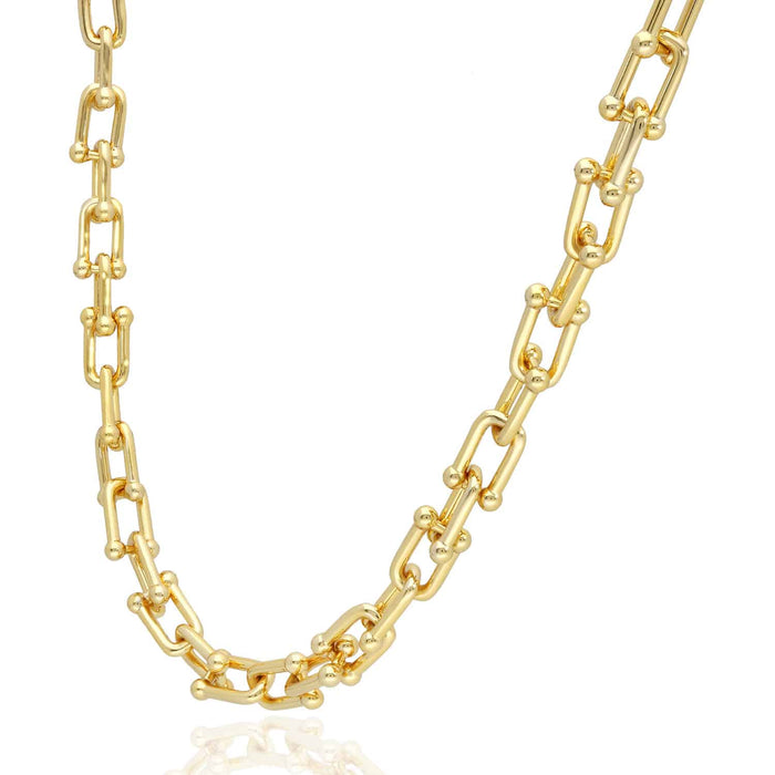18K Yellow Gold Over Sterling Silver 6.5mm HardWear Chain (Solid Links) 16"-24"