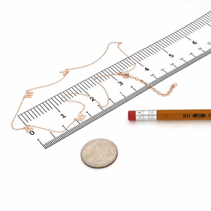 14K Yellow/Rose Gold Dainty MAMA Charm Necklace (Solid Links) 16"-18" Adjustable