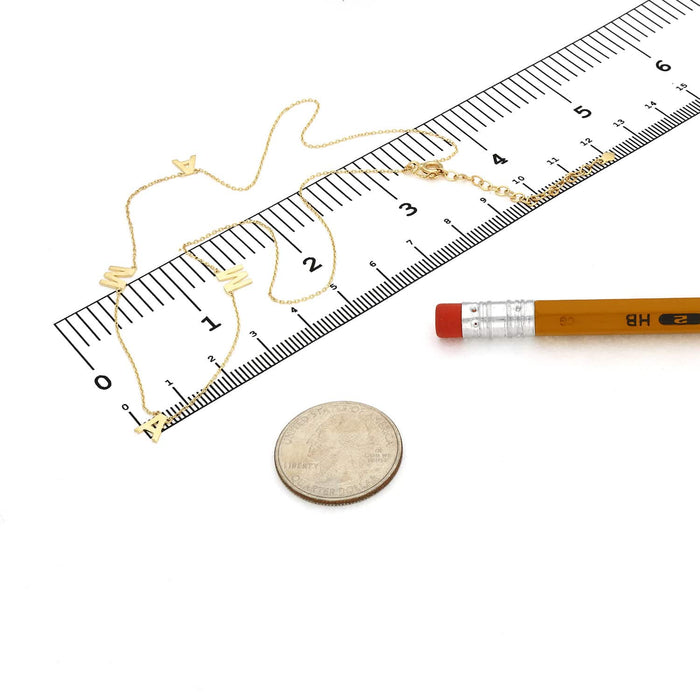 14K Yellow/Rose Gold Dainty MAMA Charm Necklace (Solid Links) 16"-18" Adjustable