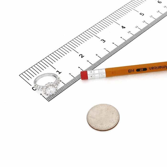 2.20CTW CZ Round Halo 14K Gold White Engagement Ring