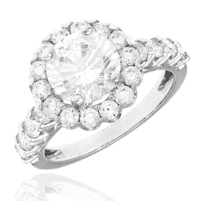 2.20CTW CZ Round Halo 14K Gold White Engagement Ring