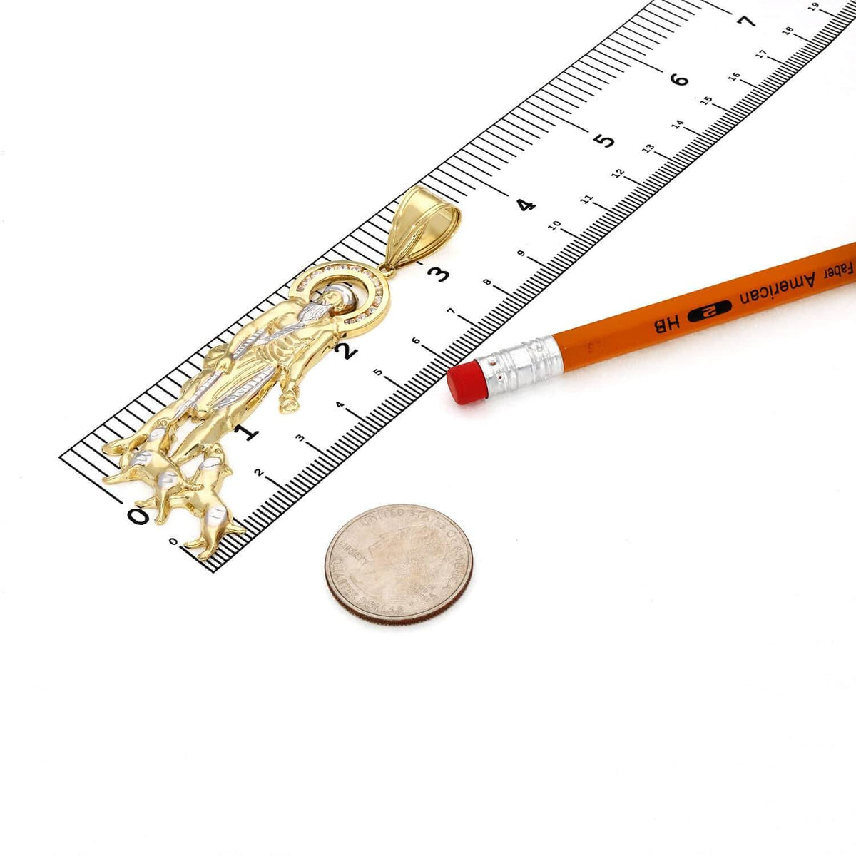 10K Gold Yellow Religious Saint Lazarus Pendant 3.3"