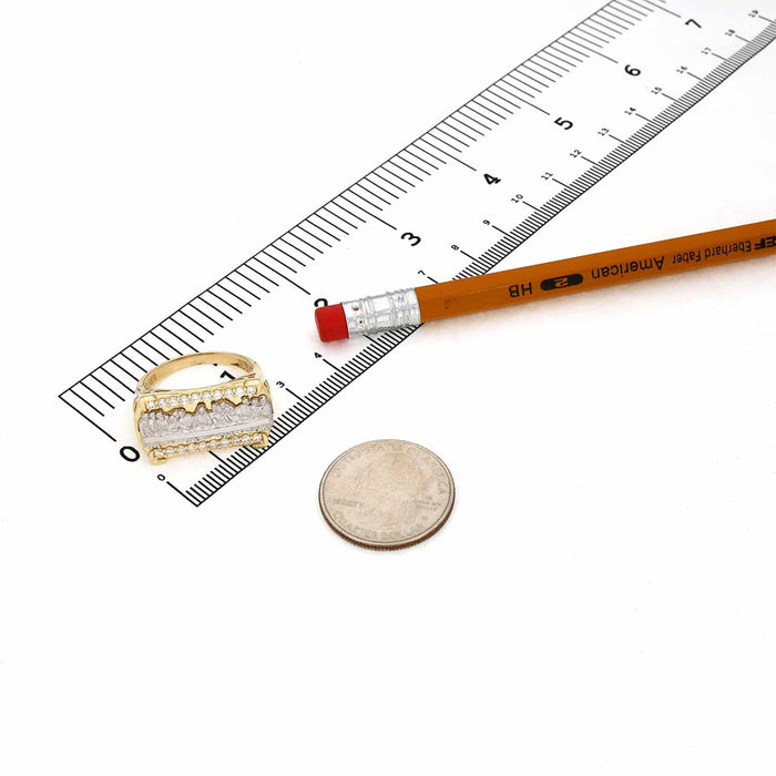 10K Gold Two-Tone CZ Religious Last Supper Signet Ring