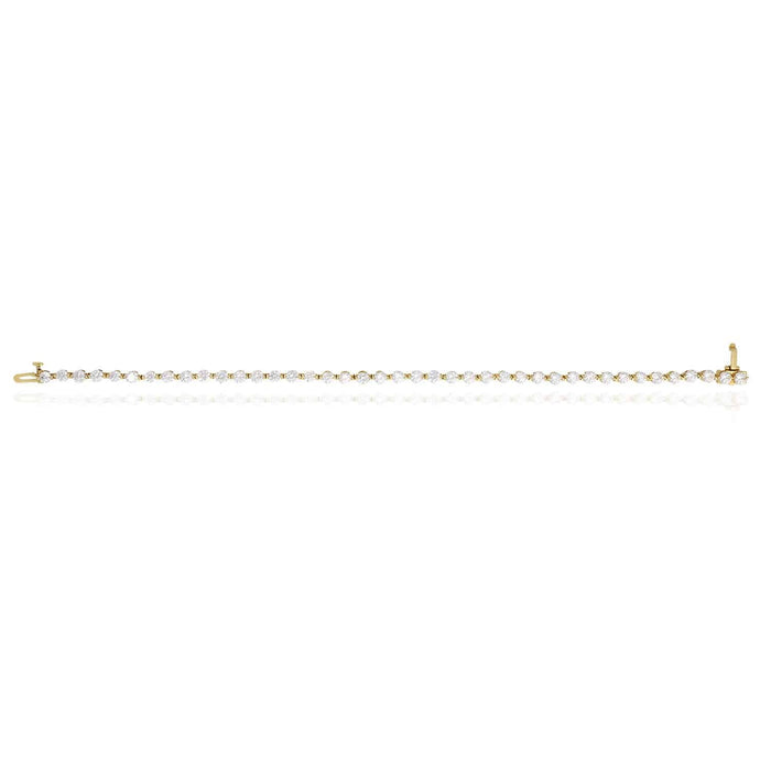 14K Yellow Gold 5.20CTW CZ 3mm Round Tennis Bracelet 7.5"