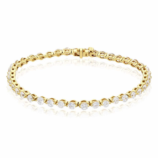 5.20CTW CZ 14K Gold Yellow 3mm Round Tennis Bracelet 7.5"