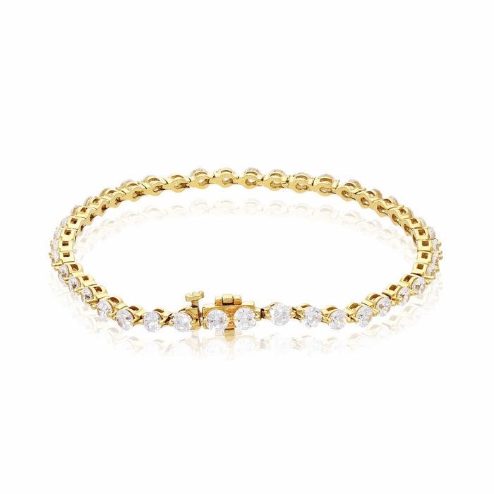 14K Yellow Gold 5.20CTW CZ 3mm Round Tennis Bracelet 7.5"
