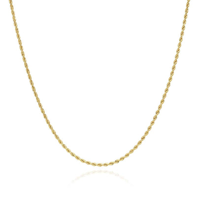 10K Yellow Gold 1.5mm Diamond-Cut Rope Chain (Solid Links) 16"-26"