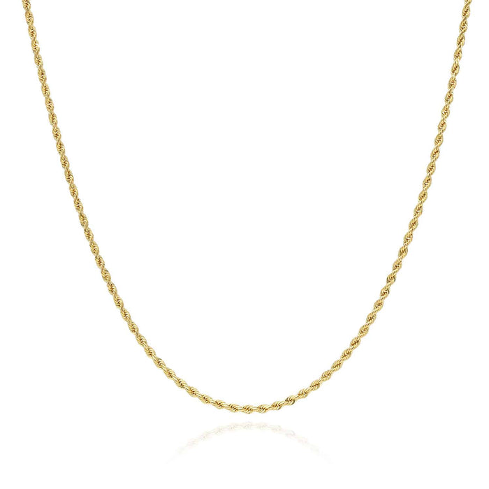 10K Yellow Gold 1.5mm Diamond-Cut Rope Chain (Solid Links) 16"-26"