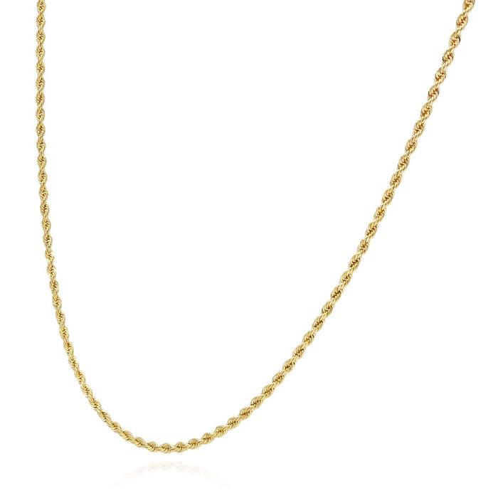 10K Yellow Gold 1.5mm Diamond-Cut Rope Chain (Solid Links) 16"-26"