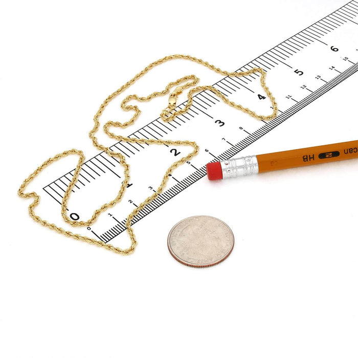 10K Yellow Gold 2mm Diamond-Cut Rope Chain (Solid Links) 16"-26"