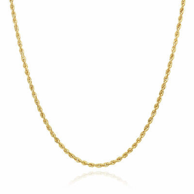 10K Yellow Gold 2mm Diamond-Cut Rope Chain (Solid Links) 16"-26"