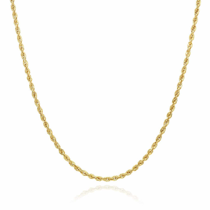 10K Yellow Gold 2mm Diamond-Cut Rope Chain (Solid Links) 16"-26"