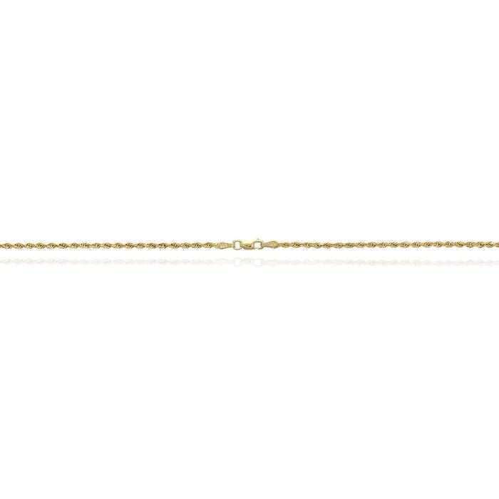 10K Yellow Gold 2mm Diamond-Cut Rope Chain (Solid Links) 16"-26"