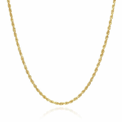 10K Yellow Gold 2.5mm Diamond-Cut Rope Chain (Solid Links) 16"-26"