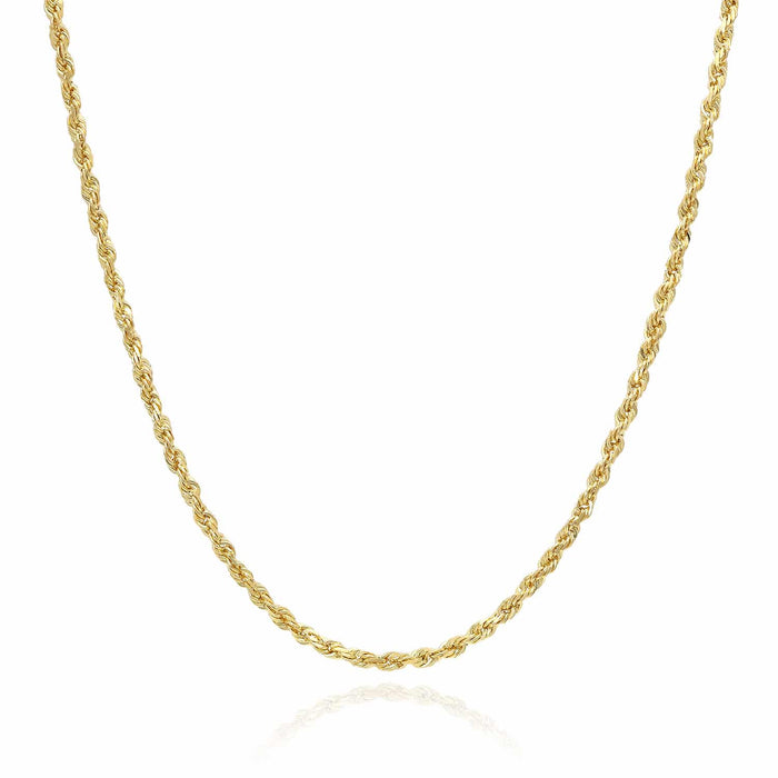10K Yellow Gold 2.5mm Diamond-Cut Rope Chain (Solid Links) 16"-26"