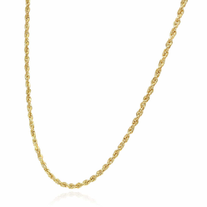 10K Yellow Gold 2.5mm Diamond-Cut Rope Chain (Solid Links) 16"-26"