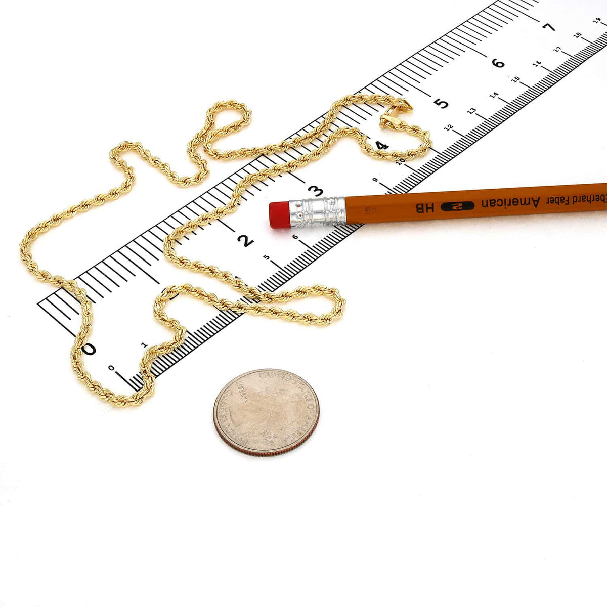 10K Yellow Gold 3mm Diamond-Cut Rope Chain (Solid Links) 18"-28"