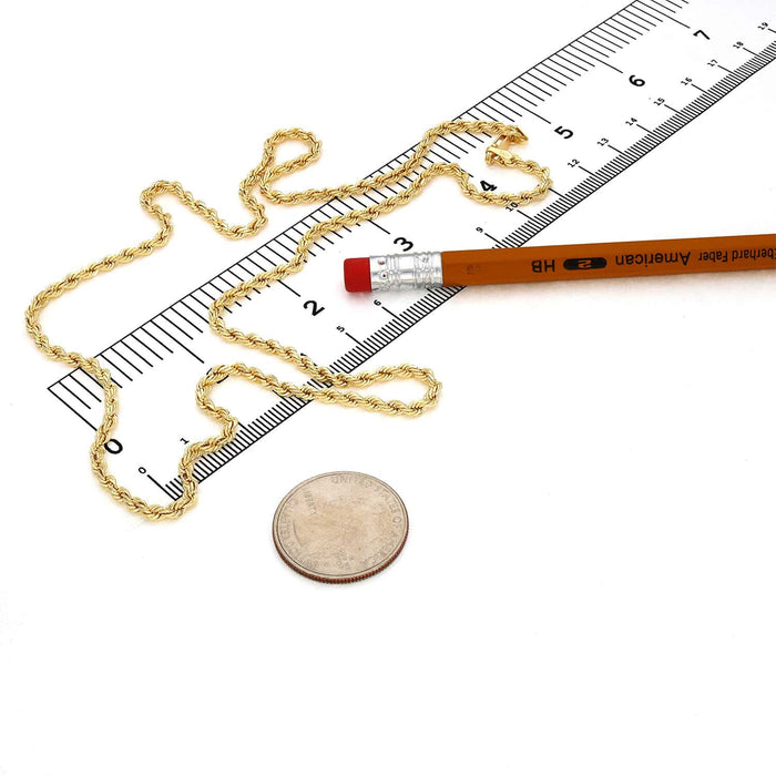 10K Yellow Gold 3mm Diamond-Cut Rope Chain (Solid Links) 18"-28"