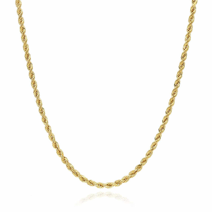 10K Yellow Gold 3mm Diamond-Cut Rope Chain (Solid Links) 18"-28"