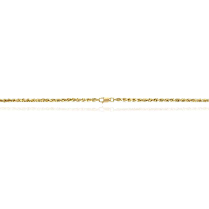 10K Yellow Gold 3mm Diamond-Cut Rope Chain (Solid Links) 18"-28"