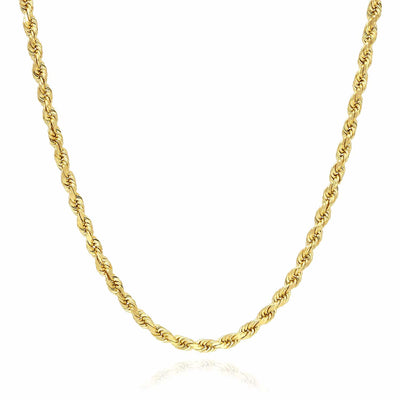 10K Yellow Gold 3.5mm Diamond-Cut Rope Chain (Solid Links) 18"-28"