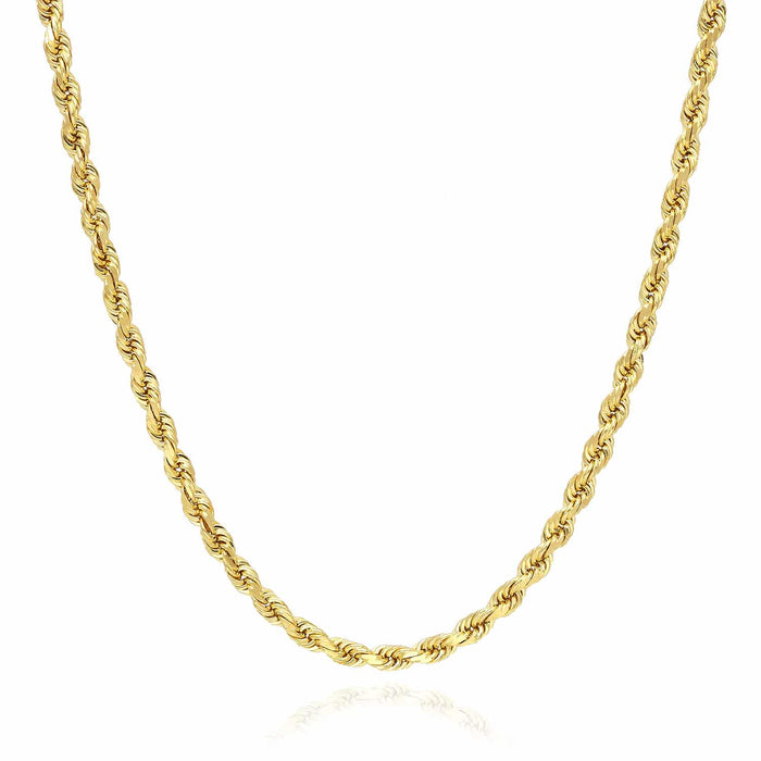 10K Yellow Gold 3.5mm Diamond-Cut Rope Chain (Solid Links) 18"-28"