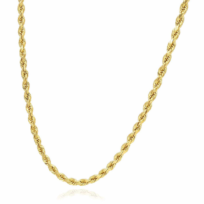 10K Yellow Gold 3.5mm Diamond-Cut Rope Chain (Solid Links) 18"-28"