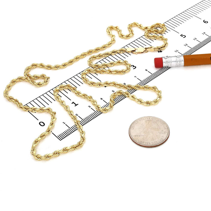 10K Yellow Gold 3.5mm Diamond-Cut Rope Chain (Solid Links) 18"-28"