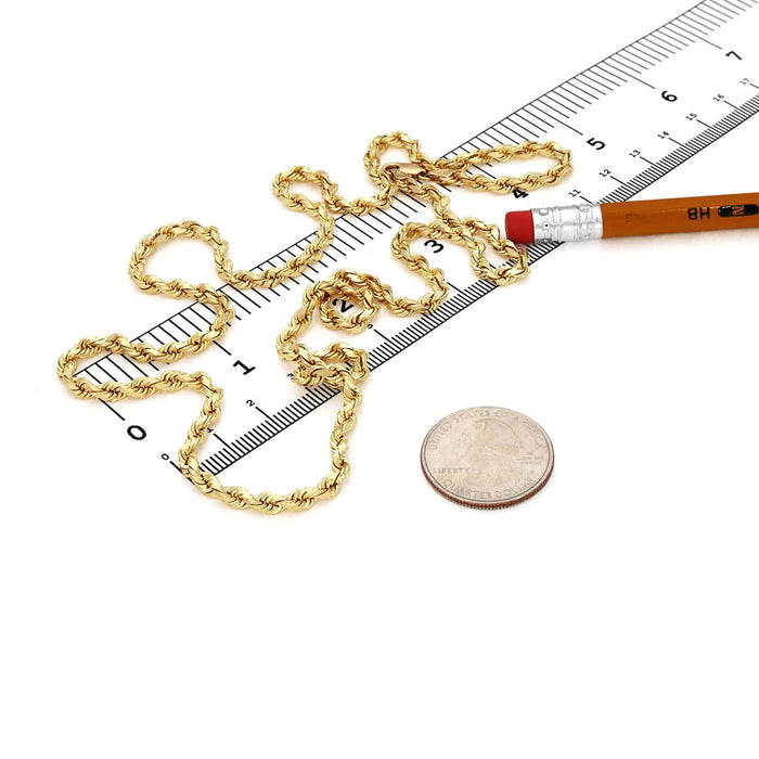 10K Yellow Gold 4mm Diamond-Cut Rope Chain (Solid Links) 18"-28"