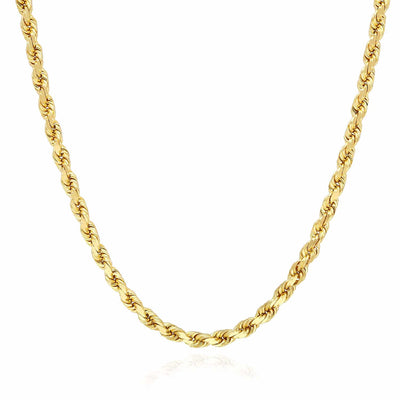 10K Yellow Gold 4mm Diamond-Cut Rope Chain (Solid Links) 18"-28"