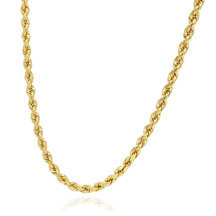 10K Yellow Gold 4mm Diamond-Cut Rope Chain (Solid Links) 18"-28"