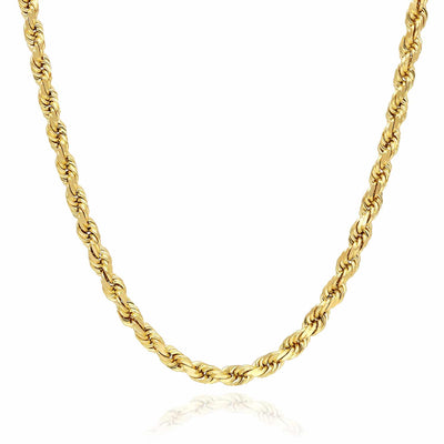 10K Yellow Gold 4.5mm Diamond-Cut Rope Chain (Solid Links) 18"-28"